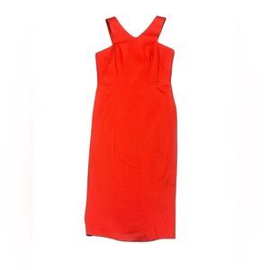 🔥 NWT women’s ZAC POSEN coral orange Halter body con stretchy dress size 4